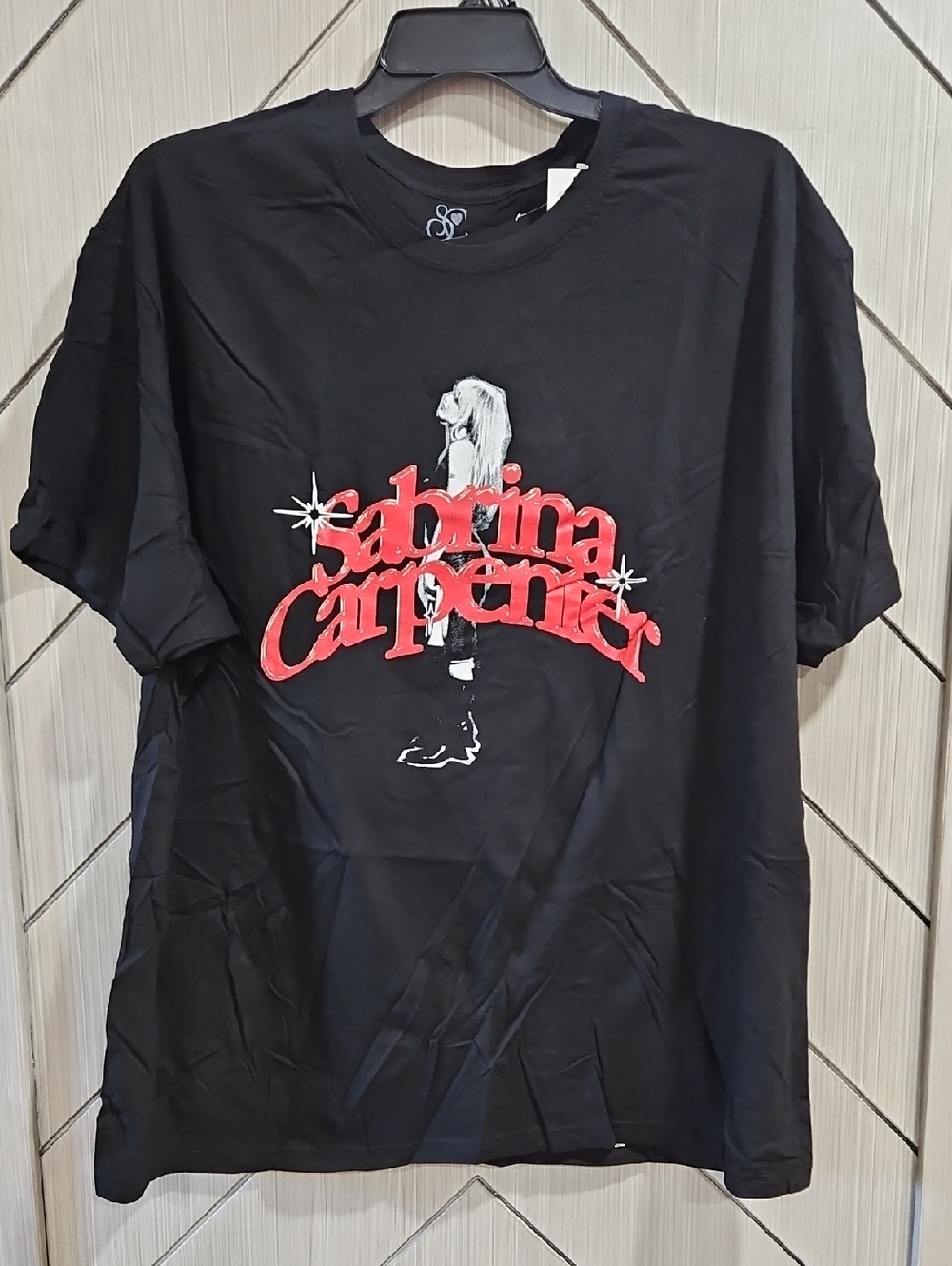 Black Short-Sleeve Graphic Tee with Red Logo